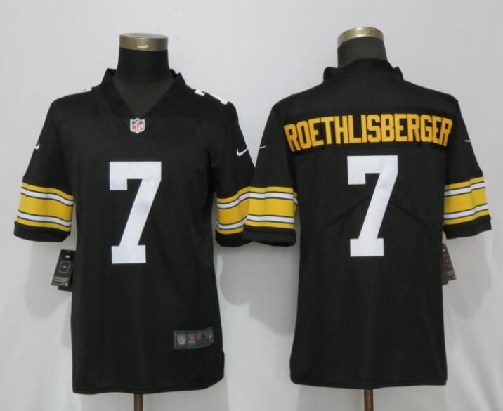 Men Pittsburgh Steelers #7 Roethlisberger Nike Black Alternate Game NFL Jerseys